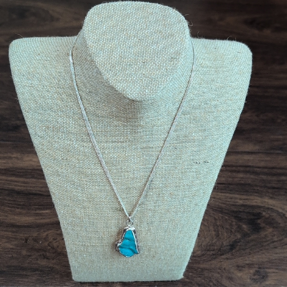 Sterling Silver Necklace with Turquoise Pendant